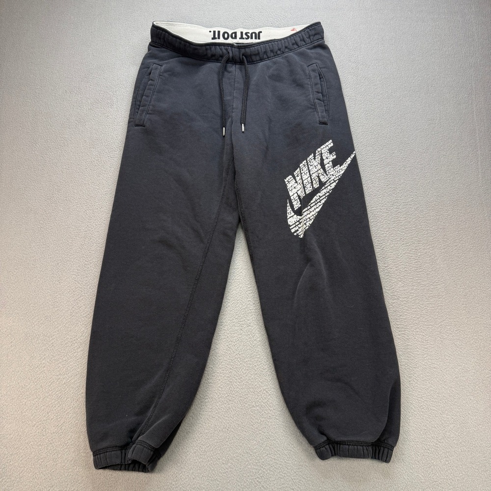 Nike Sportswear Graphic Sweatpants Mens Small Black Y2K Cotton Jogger Athletic